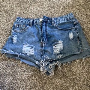 High waisted jean shorts